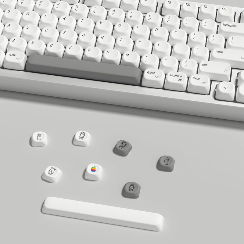 YMKPVR KBDiy for MAC Style KOA Profile Keycaps 60 Percent,Dye-Sublimation PBT White Custom Keyboard Keycap,138 Keys Cap Set for Cherry Gateron MX Switches Mechanical Keyboards - Image 4